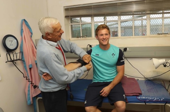 Kieran Marmion gets his blood pressure taken
