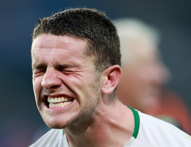 Robbie Brady celebrates after the game