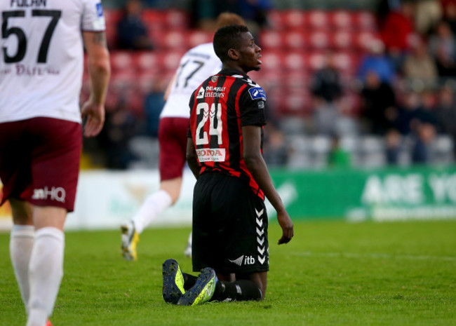 Ismahil Akinade looks for a penalty late in the game