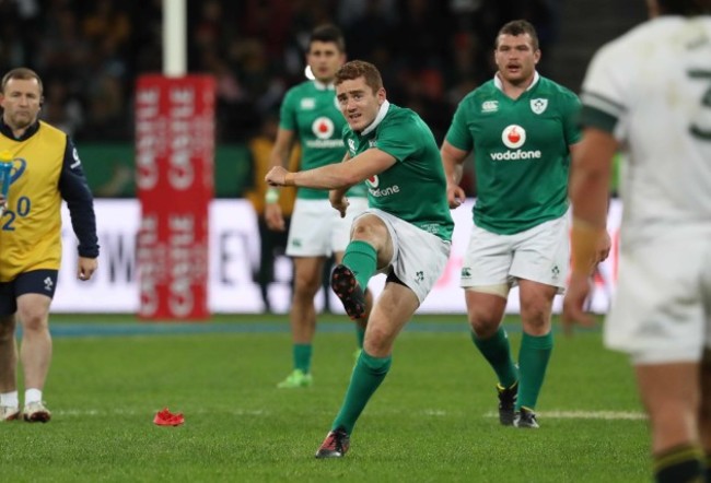 Paddy Jackson kicks a penalty