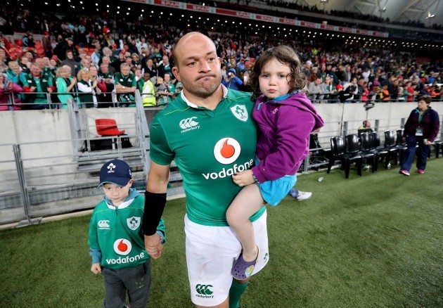 Rory Best with his children Ben and Penny after the match