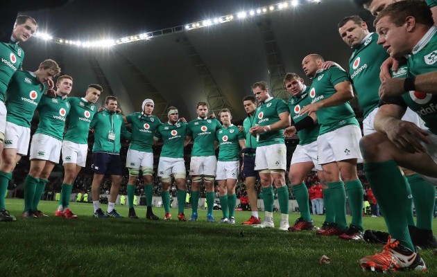 Rory Best talks to his team after the match