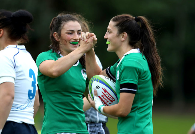 Amee Leigh Murphy Crowe celebrates with Lucy Mulhall