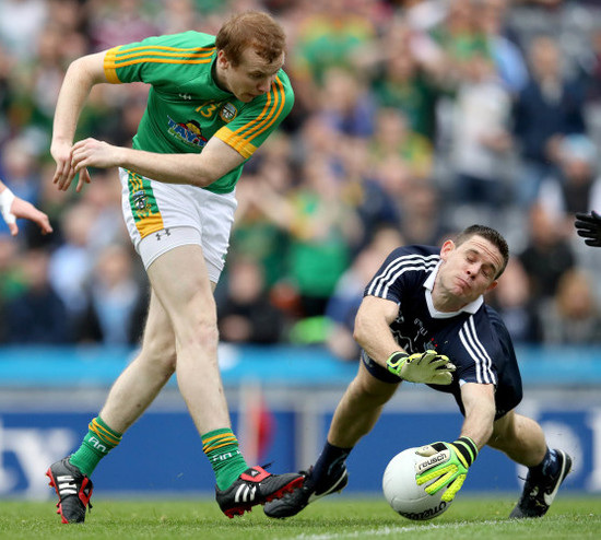 Goalkeeper Stephen Cluxton saves a shot from Dalton Mc Donagh