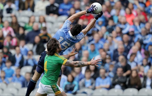 Bernard Brogan catches a ball over the head of Meath's Mickey Burke