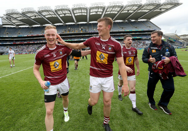 Killian Daly and John Heslin celebrate