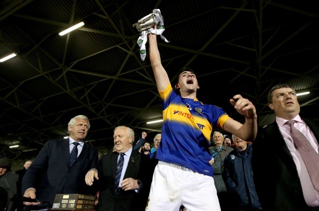 Colin O'Riordan lifts the trophy