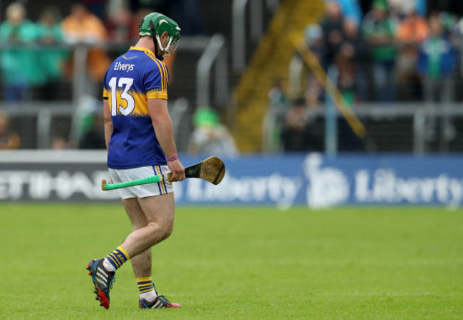 John O'Dwyer leaves the pitch after being sent off