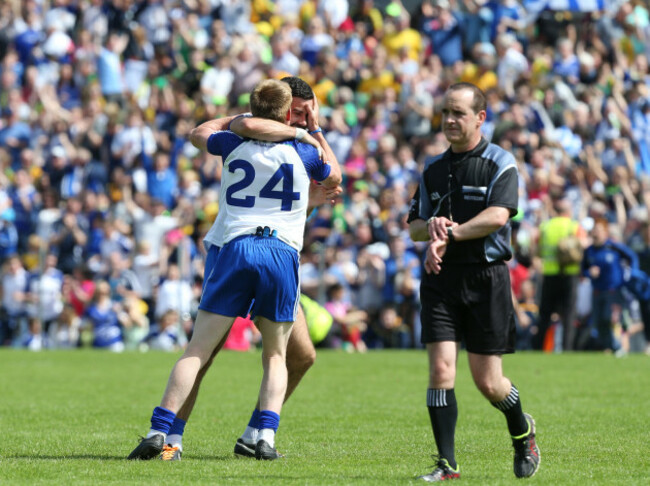 Ryan McAnespie and Neil McAdam celebrate at the end of the game