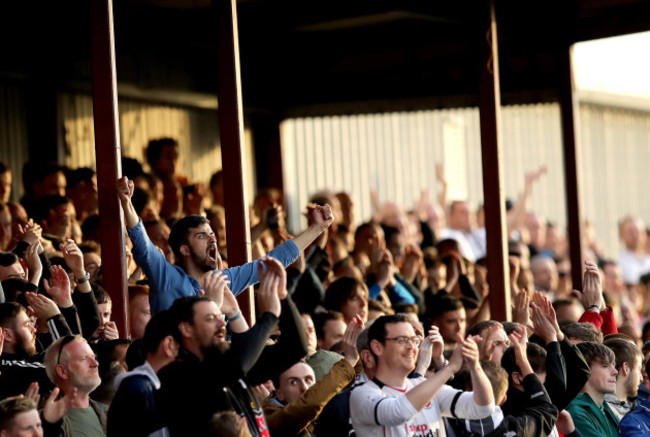 A Dundalk fan cheers on his team