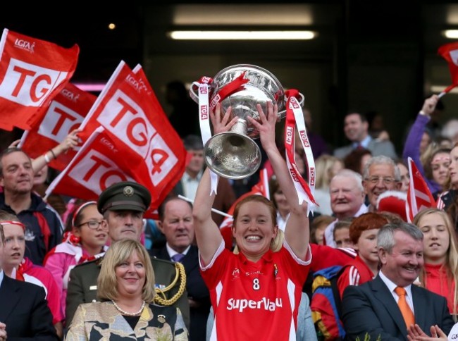 Rena Buckley lifts the Brendan Martin Cup