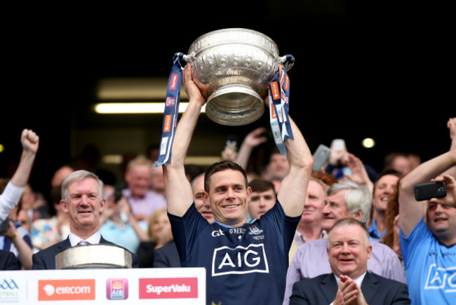 Stephen Cluxton lifts the Delaney Cup