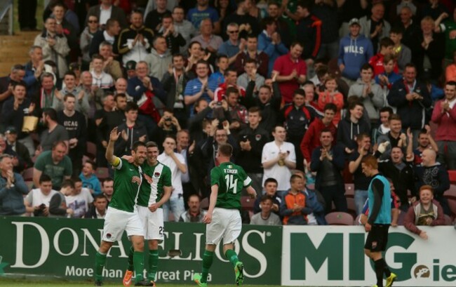 Alan Bennett celebrates scoring