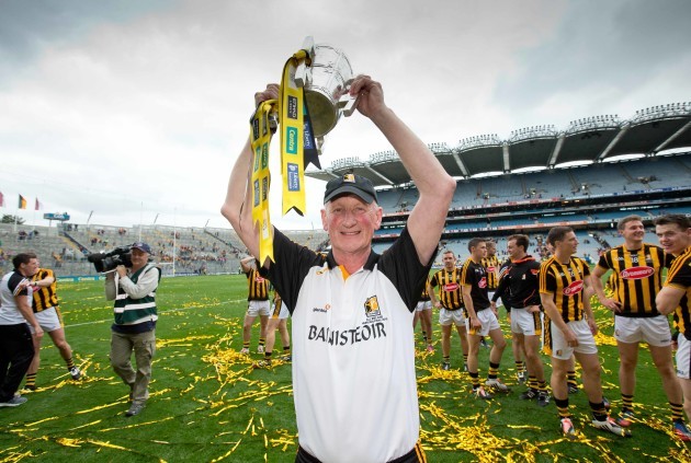 Brian Cody celebrates with the Liam McCarthy Cup