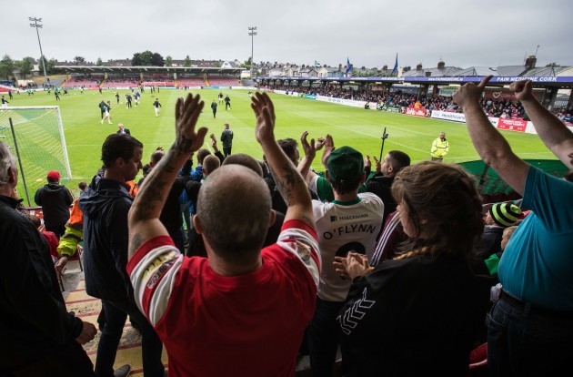 Cork City supporters cheer on their team