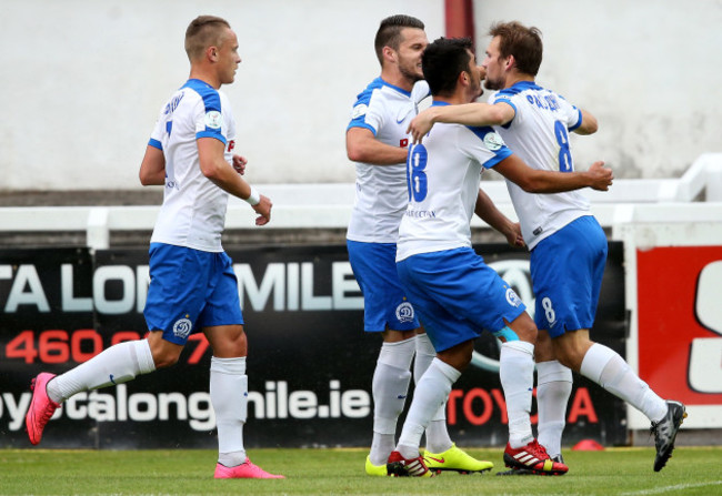 Gleb Rassadkin celebrates scoring a goal with teammates