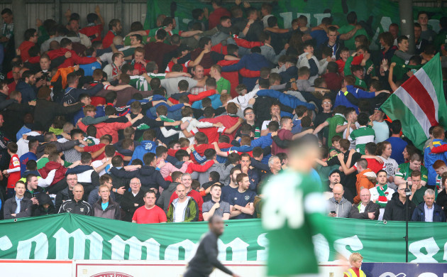 Cork City supporters celebrate a goal