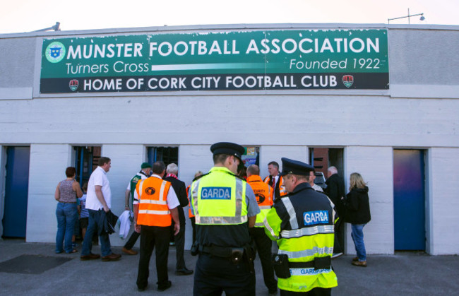 Garda on duty outside Turners Cross ahead of tonight's game