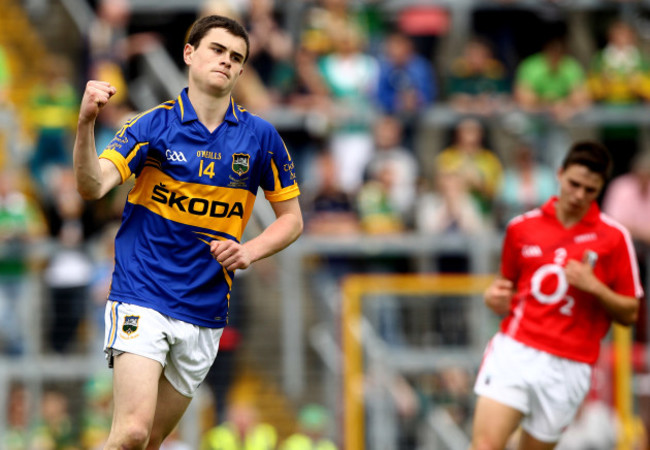 Michael Quinlivan celebrates scoring a penalty