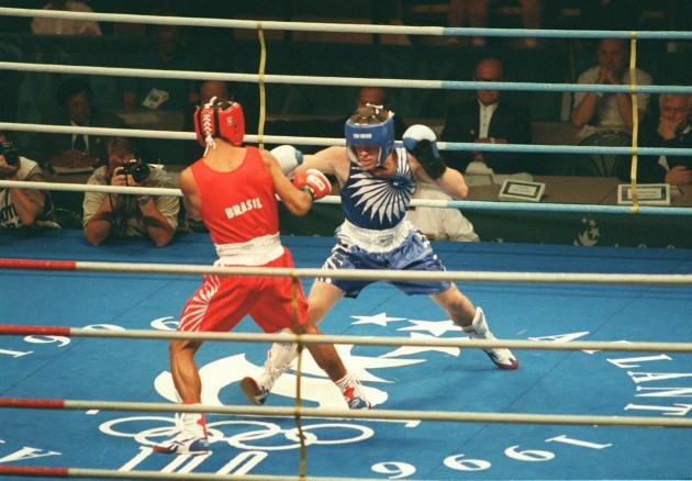 Boxer Francie Barrett in the Olympics in action in Atlanta 1996
