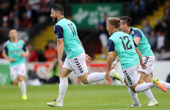 Rory Patterson celebrates scoring