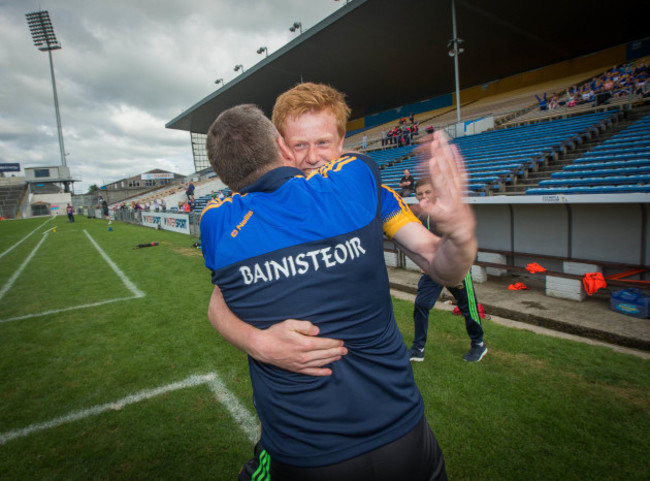 Liam Kearns celebrates with John Keane