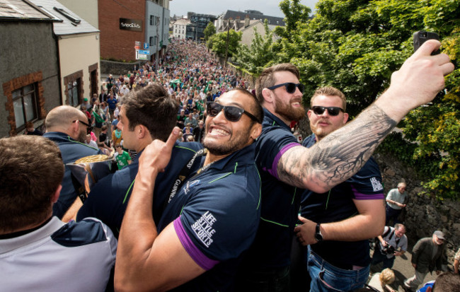 George Naoupu makes his way with the team up College Road