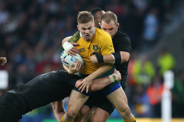 Drew Mitchell is tackled by Owen Franks