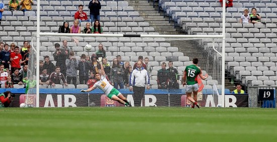 Cillian O'Connor scores his sides second goal with a penalty