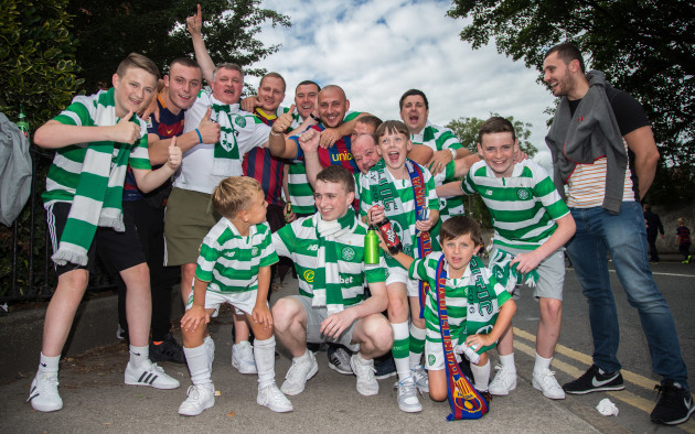 Celtic and Barcelona fans before the game