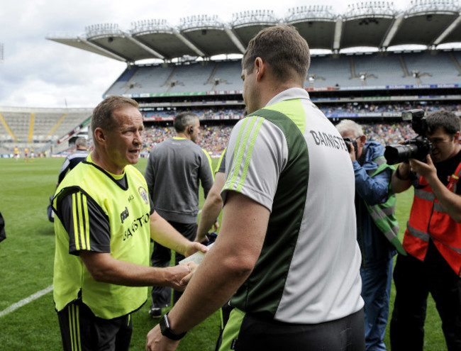 Colm Collins Eamonn Fitzmaurice shake hands after the game