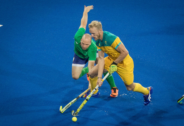 Ireland's Peter Caruth competing against his Australian counterpart during a warm-up game