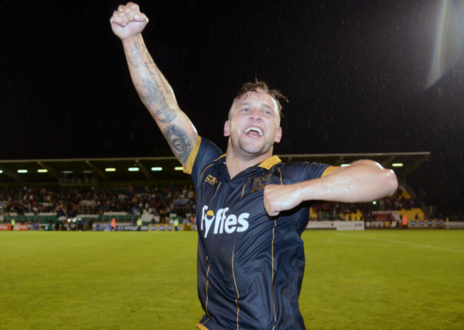 Paddy Barrett celebrates after the game