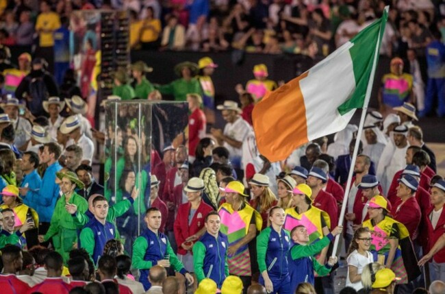 Paddy Barnes leads Team Ireland out at the Opening Ceremony