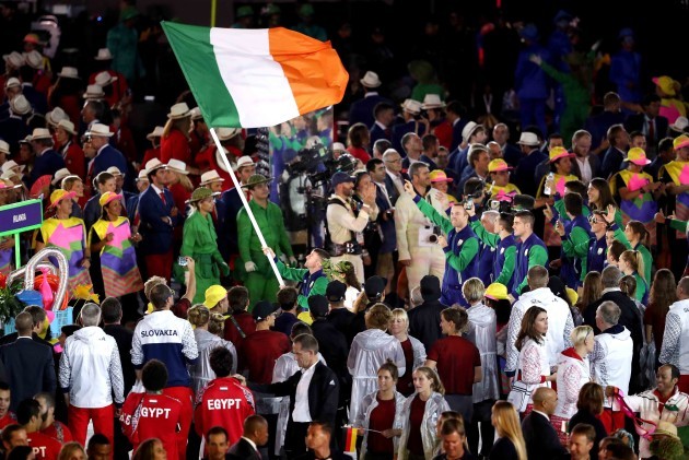 Paddy Barnes leads Team Ireland out at the Opening Ceremony