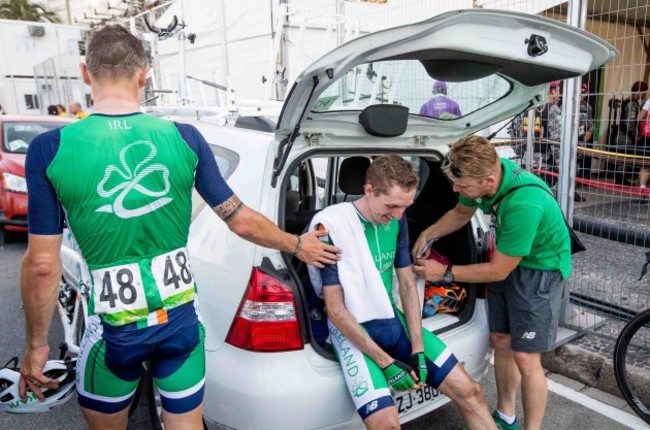 Nicholas Roche and Dan Martin after finishing the race