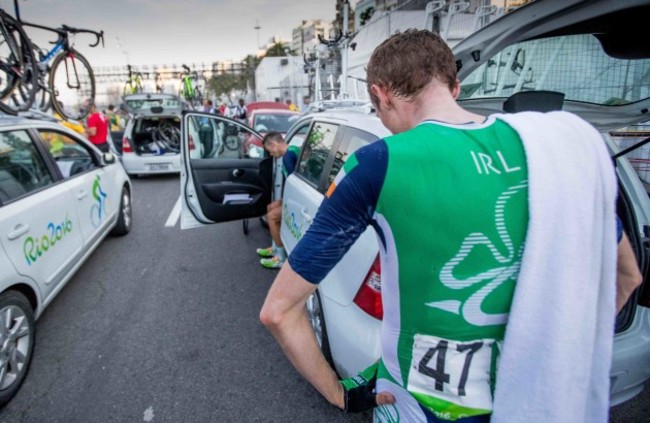 Nicholas Roche and Dan Martin after finishing the race