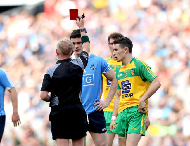 Diarmuid Connolly is sent off by Referee Ciaran Branagan