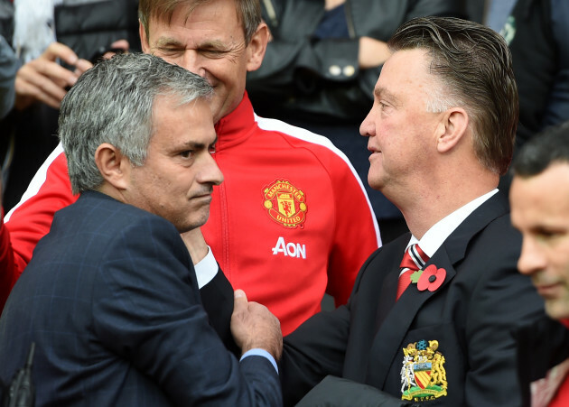 Louis van Gaal and Jose Mourinho File Photo