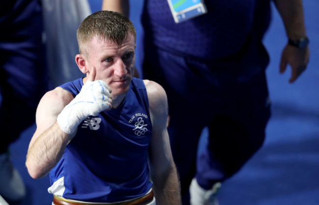 Paddy Barnes gives a thumbs up to supporters after the fight