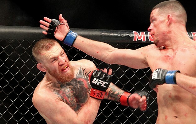 Nate Diaz in action against Conor McGregor