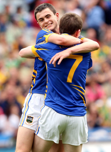 Seamus Kennedy and Michael Quinlivan celebrate at the final whistle