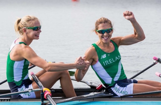 Claire Lambe and Sinead Lynch celebrate qualifying for tomorrow's final