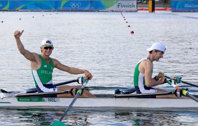 Gary and Paul O'Donovan celebrate qualifying for tomorrow's final