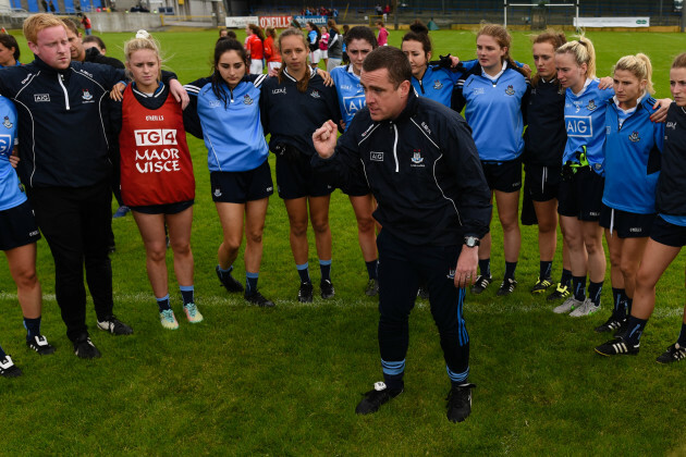 Gregory McGonigle addresses the players at the end of the game