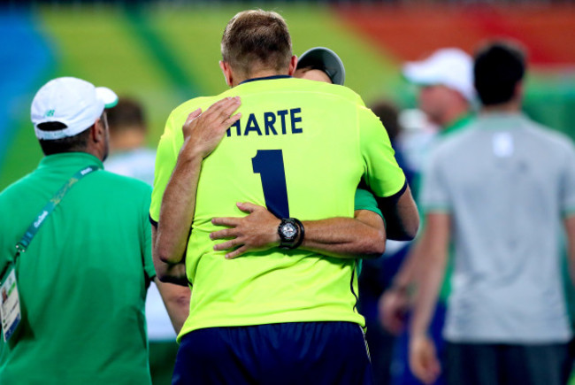 David Harte and head coach Craig Fulton dejected after the game