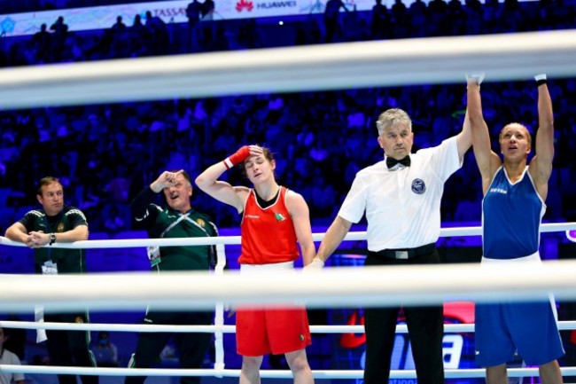 Katie Taylor dejected after losing