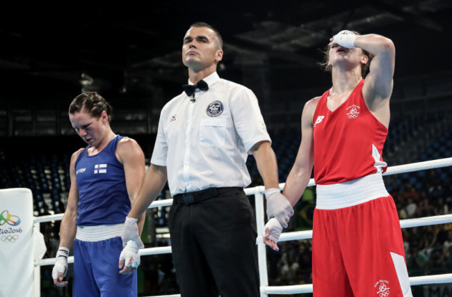 Katie Taylor with Mira Potkonen