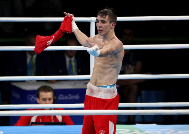 Michael Conlan in the ring after losing to Vladimir Nikitin