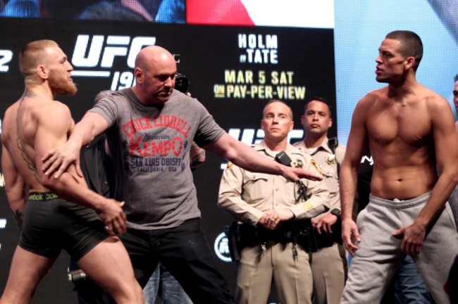 Conor McGregor and Nate Diaz are separated by UFC President Dana White